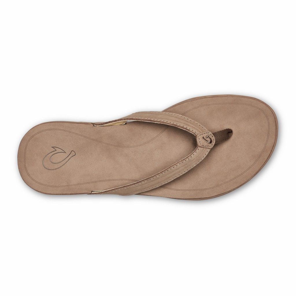 Olukai Women's Aukai Flip Flop - Tan US612-859